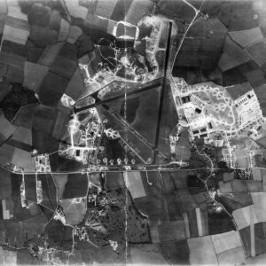 An aerial photograph of Alconbury Airfield in 1950